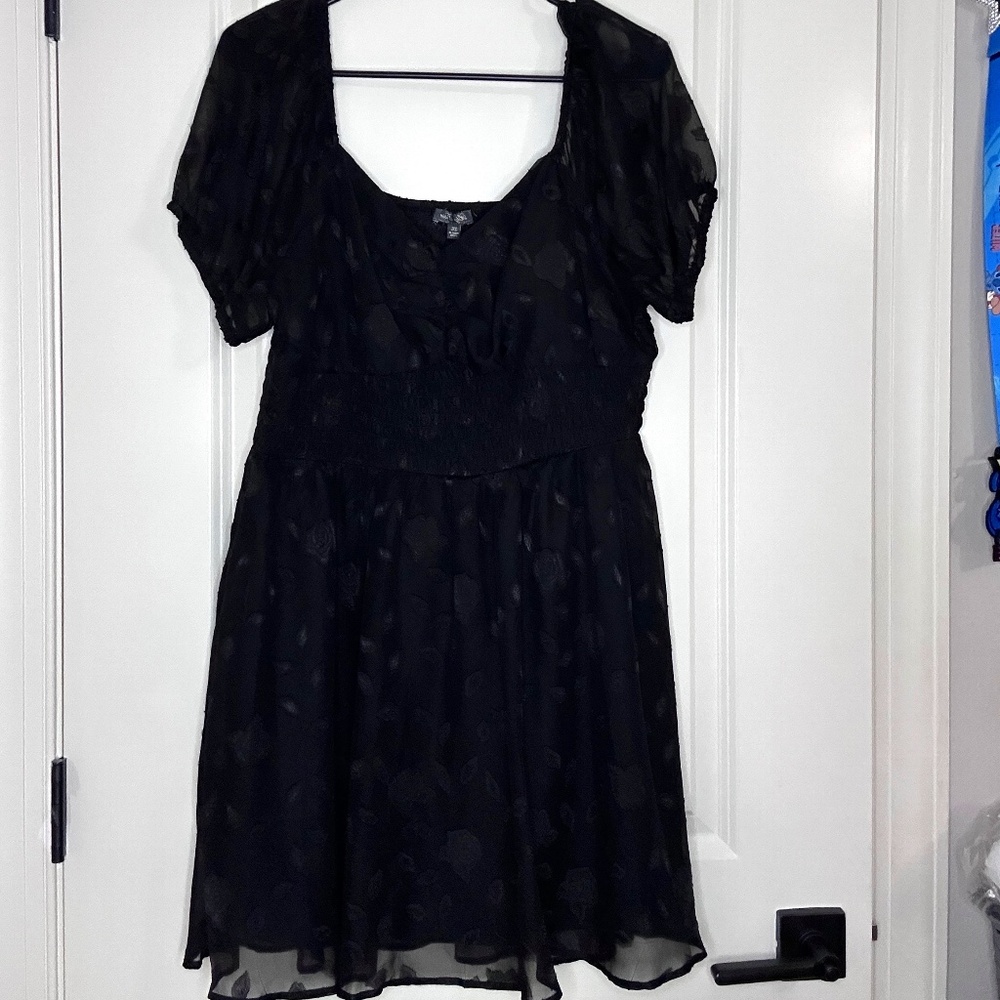 Lily Rose Black Floral Puff Sleeve Dress (#135)